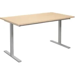 kaiserkraft Mehrzwecktisch DUO-T, gerade Platte, HxT 740 x 800 mm, Breite 1400 mm, Birke, silber