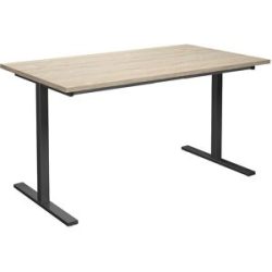kaiserkraft Mehrzwecktisch DUO-T, gerade Platte, HxT 740 x 800 mm, Breite 1400 mm, Eiche, schwarz