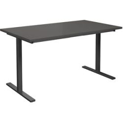 kaiserkraft Mehrzwecktisch DUO-T, gerade Platte, HxT 740 x 800 mm, Breite 1400 mm, dunkelgrau, schwarz
