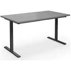 kaiserkraft Mehrzwecktisch DUO-T, gerade Platte, HxT 740 x 800 mm, Breite 1400 mm, lichtgrau, schwarz