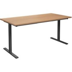 kaiserkraft Mehrzwecktisch DUO-T, gerade Platte, HxT 740 x 800 mm, Breite 1600 mm, Buche, schwarz
