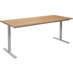 kaiserkraft Mehrzwecktisch DUO-T, gerade Platte, HxT 740 x 800 mm, Breite 1800 mm, Buche, silber