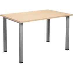 kaiserkraft Mehrzwecktisch DUO-U, gerade Platte, Tiefe 800 mm, Breite 1200 mm, Birke, silber
