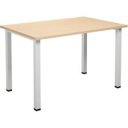 kaiserkraft Mehrzwecktisch DUO-U, gerade Platte, Tiefe 800 mm, Breite 1200 mm, Birke, weiß