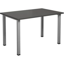 kaiserkraft Mehrzwecktisch DUO-U, gerade Platte, Tiefe 800 mm, Breite 1200 mm, dunkelgrau, silber