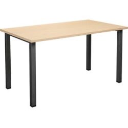 kaiserkraft Mehrzwecktisch DUO-U, gerade Platte, Tiefe 800 mm, Breite 1400 mm, Birke, schwarz