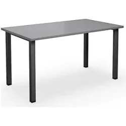 kaiserkraft Mehrzwecktisch DUO-U, gerade Platte, Tiefe 800 mm, Breite 1400 mm, lichtgrau, schwarz