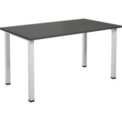 kaiserkraft Mehrzwecktisch DUO-U, gerade Platte, Tiefe 800 mm, Breite 1400 mm, dunkelgrau, weiß