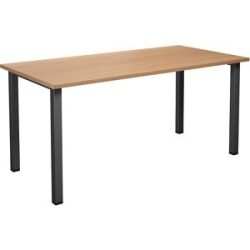 kaiserkraft Mehrzwecktisch DUO-U, gerade Platte, Tiefe 800 mm, Breite 1600 mm, Buche, schwarz