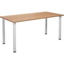 kaiserkraft Mehrzwecktisch DUO-U, gerade Platte, Tiefe 800 mm, Breite 1600 mm, Buche, weiß