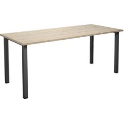 kaiserkraft Mehrzwecktisch DUO-U, gerade Platte, Tiefe 800 mm, Breite 1800 mm, Eiche, schwarz