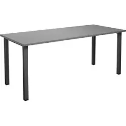 kaiserkraft Mehrzwecktisch DUO-U, gerade Platte, Tiefe 800 mm, Breite 1800 mm, lichtgrau, schwarz