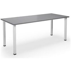 kaiserkraft Mehrzwecktisch DUO-U, gerade Platte, Tiefe 800 mm, Breite 1800 mm, lichtgrau, weiß