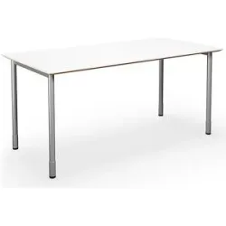 kaiserkraft Mehrzwecktisch DUO-C Trend, gerade Platte, Tiefe 800 mm, Breite 1400 mm, weiß / silber