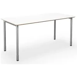 kaiserkraft Mehrzwecktisch DUO-C Trend, gerade Platte, abgerundete Ecken, Tiefe 800 mm, Breite 1600 mm, weiß, silber