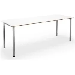kaiserkraft Mehrzwecktisch DUO-C Trend, gerade Platte, abgerundete Ecken, Tiefe 800 mm, Breite 2000 mm, weiß, silber
