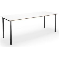kaiserkraft Mehrzwecktisch DUO-C Trend, gerade Platte, abgerundete Ecken, Tiefe 800 mm, Breite 1800 mm, weiß, schwarz