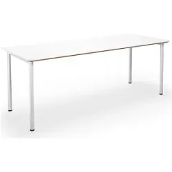 kaiserkraft Mehrzwecktisch DUO-C Trend, gerade Platte, abgerundete Ecken, Tiefe 800 mm, Breite 2000 mm, weiß, weiß