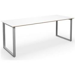 kaiserkraft Mehrzwecktisch DUO-O Trend, gerade Platte, Tiefe 800 mm, Breite 1800 mm, weiß / silber
