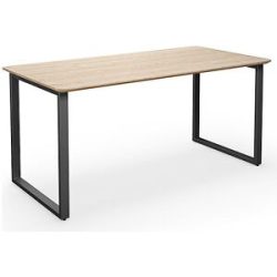 kaiserkraft Mehrzwecktisch DUO-O Trend, gerade Platte, abgerundete Ecken, Tiefe 800 mm, Breite 1600 mm, Eiche / schwarz