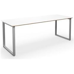 kaiserkraft Mehrzwecktisch DUO-O Trend, gerade Platte, abgerundete Ecken, Tiefe 800 mm, Breite 1800 mm, weiß / silber