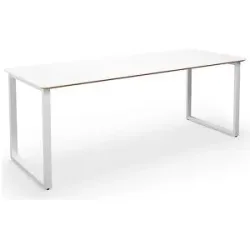 kaiserkraft Mehrzwecktisch DUO-O Trend, gerade Platte, abgerundete Ecken, Tiefe 800 mm, Breite 2000 mm, weiß / weiß