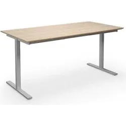 kaiserkraft Mehrzwecktisch DUO-T Trend, gerade Platte, Tiefe 800 mm, Breite 1400 mm, Eiche / silber