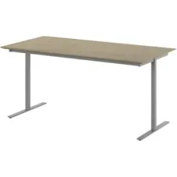 kaiserkraft Mehrzwecktisch DUO-T Trend, gerade Platte, Tiefe 800 mm, Breite 1600 mm, Eiche / silber