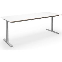 kaiserkraft Mehrzwecktisch DUO-T Trend, gerade Platte, Tiefe 800 mm, Breite 2000 mm, weiß / silber