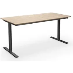 kaiserkraft Mehrzwecktisch DUO-T Trend, gerade Platte, abgerundete Ecken, Tiefe 800 mm, Breite 1400 mm, Eiche, schwarz