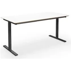 kaiserkraft Mehrzwecktisch DUO-T Trend, gerade Platte, abgerundete Ecken, Tiefe 800 mm, Breite 1600 mm, weiß, schwarz