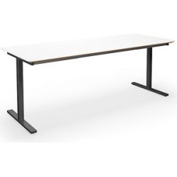 kaiserkraft Mehrzwecktisch DUO-T Trend, gerade Platte, abgerundete Ecken, Tiefe 800 mm, Breite 1800 mm, weiß, schwarz