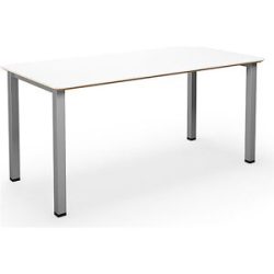 kaiserkraft Mehrzwecktisch DUO-U Trend, gerade Platte, abgerundete Ecken, Tiefe 800 mm, Breite 1400 mm, weiß, silber