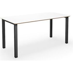 kaiserkraft Mehrzwecktisch DUO-U Trend, gerade Platte, abgerundete Ecken, Tiefe 800 mm, Breite 1400 mm, weiß, schwarz
