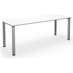kaiserkraft Mehrzwecktisch DUO-U Trend, gerade Platte, abgerundete Ecken, Tiefe 800 mm, Breite 1800 mm, weiß, silber