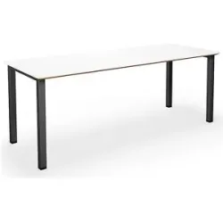 kaiserkraft Mehrzwecktisch DUO-U Trend, gerade Platte, abgerundete Ecken, Tiefe 800 mm, Breite 2000 mm, weiß, schwarz