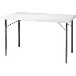 kaiserkraft Klapptisch, Gestell Metall, alusilber, BxT 1200 x 800 mm, Laminatplatte weiß