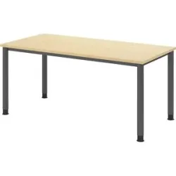 kaiserkraft Schreibtisch, HxT 685 - 810 x 800 mm, 4 Rundrohrbeine, Breite 1600 mm, graphit / Ahorn