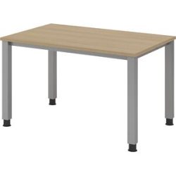 RENATUS - Schreibtisch, 4-Fuß-Gestell, Breite 1200 mm, alusilber / Eiche eurokraft pro