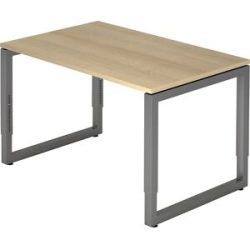 Schreibtisch mit Gestell aus Vierkant-Stahlrohr, Höhe 650 - 850 mm, BxT 1200 x 800 mm, Eiche / graphit eurokraft pro
