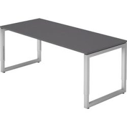 Schreibtisch mit Gestell aus Vierkant-Stahlrohr, Höhe 650 - 850 mm, BxT 1800 x 800 mm, graphit / alusilber eurokraft pro