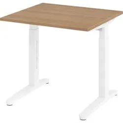 ANNY - Schreibtisch mit C-Fußgestell, höhenverstellbar 650 - 850 mm, Breite 800 mm, Nussbaum-Dekor / weiß eurokraft pro