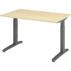 ANNY - Schreibtisch mit C-Fußgestell, höhenverstellbar 650 - 850 mm, Breite 1200 mm, Ahorn-Dekor / graphit eurokraft pro