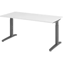 ANNY - Schreibtisch mit C-Fußgestell, höhenverstellbar 650 - 850 mm, Breite 1600 mm, weiß / graphit eurokraft pro