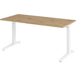 ANNY - Schreibtisch mit C-Fußgestell, höhenverstellbar 650 - 850 mm, Breite 1600 mm, Asteiche / weiß eurokraft pro