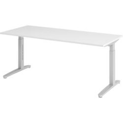 ANNY - Schreibtisch mit C-Fußgestell, höhenverstellbar 650 - 850 mm, Breite 1800 mm, weiß / alusilber eurokraft pro