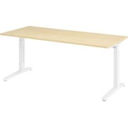 ANNY - Schreibtisch mit C-Fußgestell, höhenverstellbar 650 - 850 mm, Breite 1800 mm, Ahorn-Dekor / weiß eurokraft pro