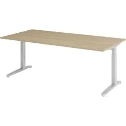 Schreibtisch Office Braun Holz 200 cm - Farbe: eiche - Material: Holzwerkstoff - Schreibtisch