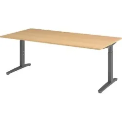 Schreibtisch Office Braun Holz 200 cm - Farbe: buche - Material: Holzwerkstoff - Schreibtisch