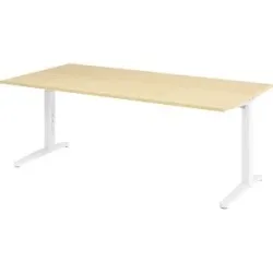 Schreibtisch Office Holz 200 cm Höhenverstellbar (manuell) - Farbe: Ahorn - Material: Holzwerkstoff - Schreibtisch